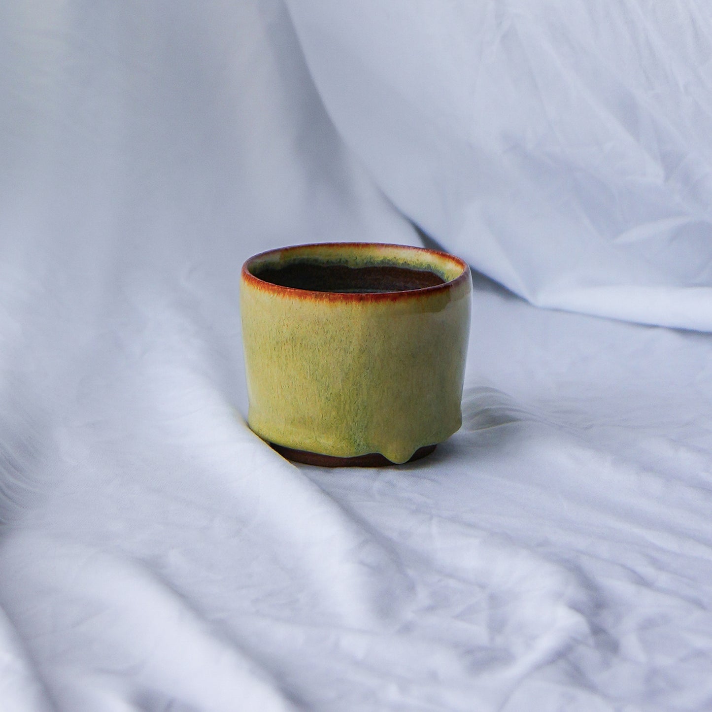 Faded Olive Cup with Blue Interior, 6oz
