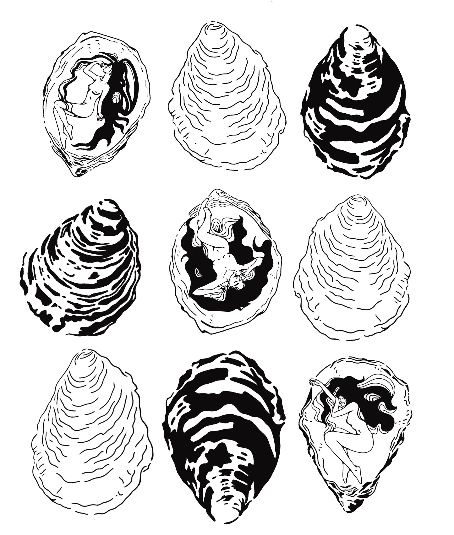 'Oyster Babes' Print