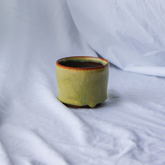 Faded Olive Cup with Blue Interior, 6oz