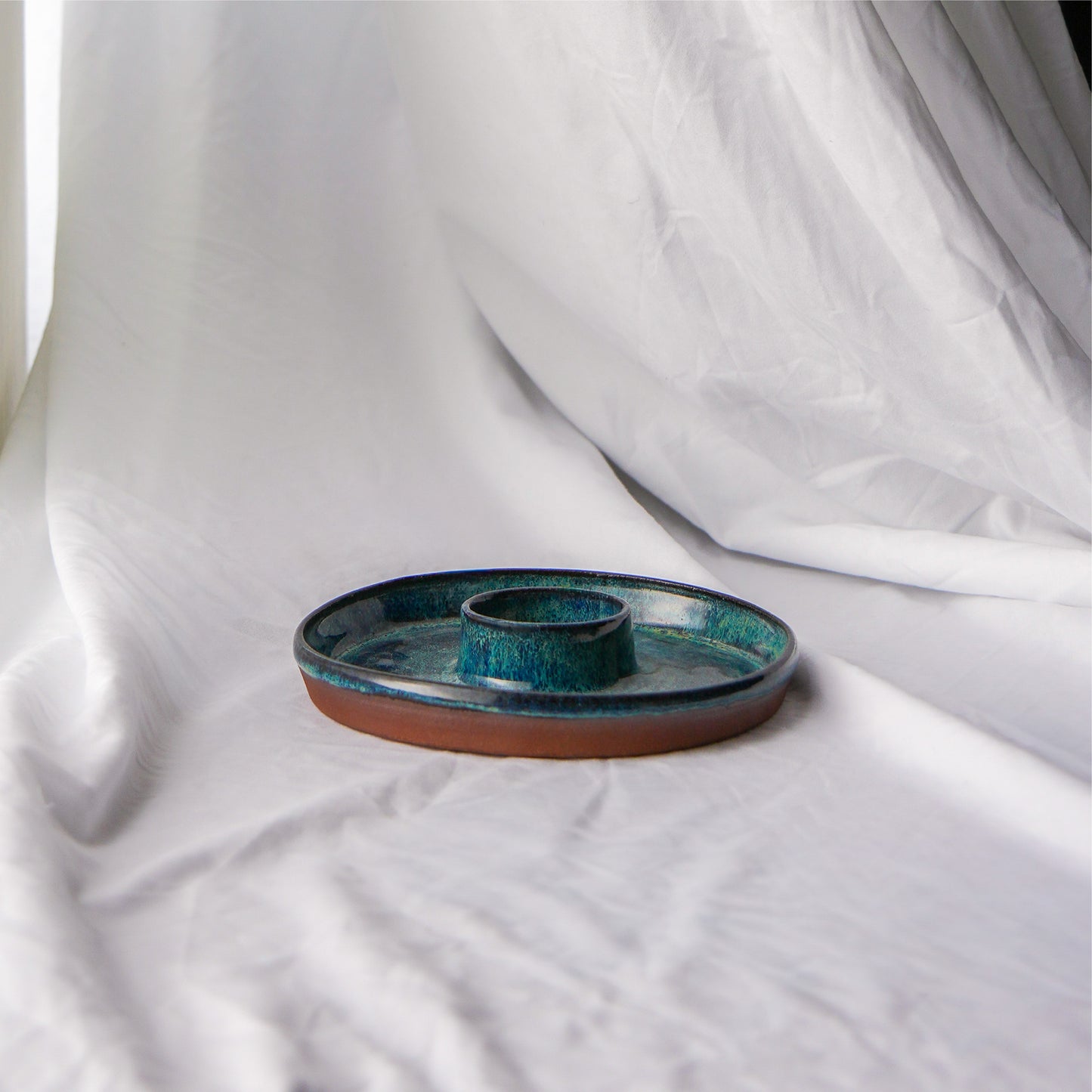 Blue Chip-and-Dip Dish, 6.5"