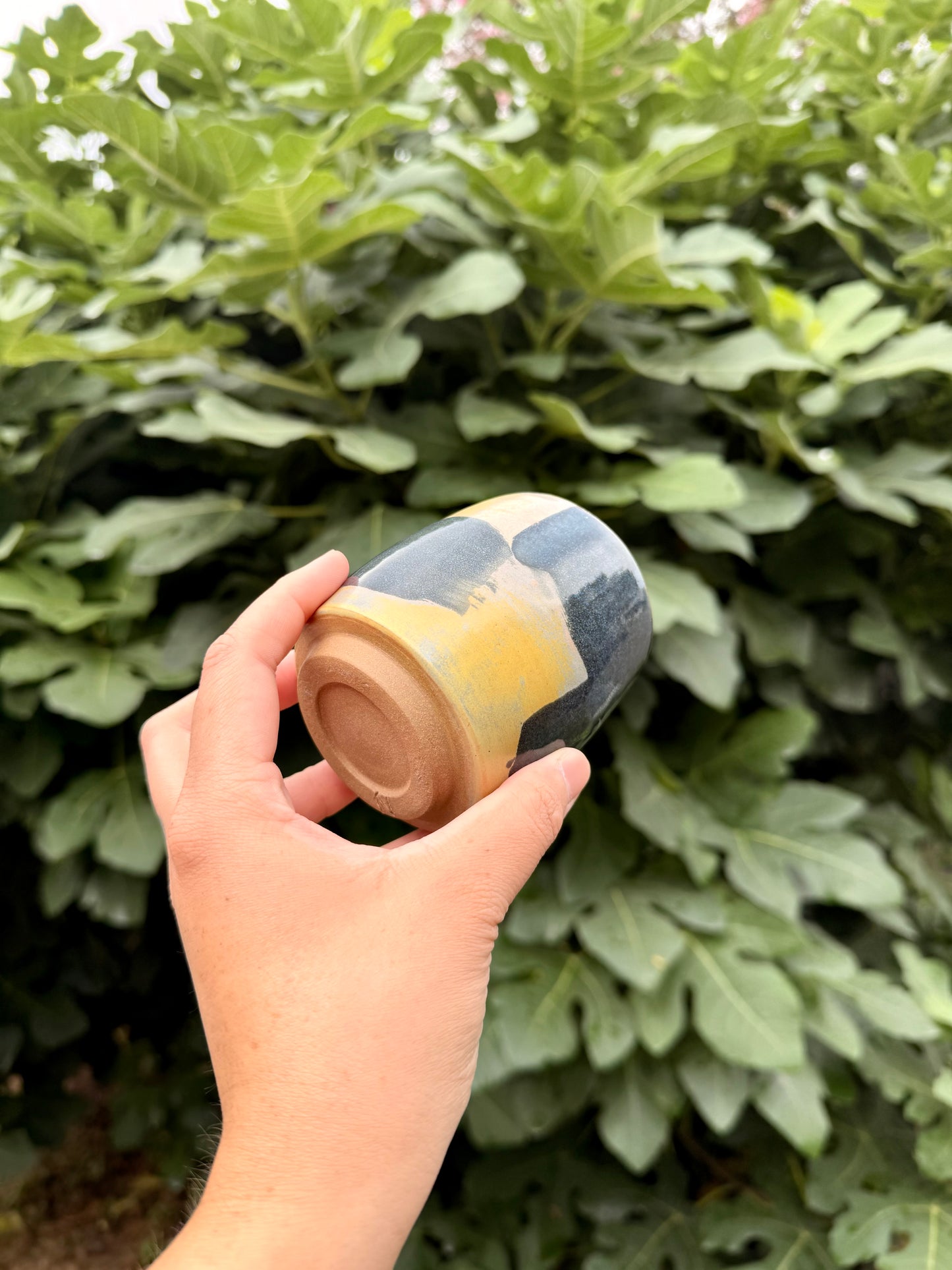 Handmade Checker Pattern Ceramic cup, 10oz